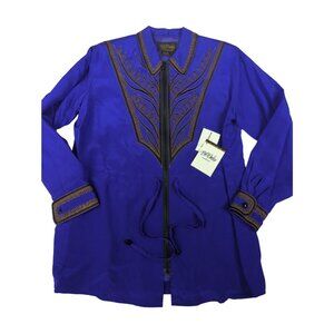 Vintage QVC Bob Mackie Size M Womens Purple Embroidered Silk Tunic Jacket New